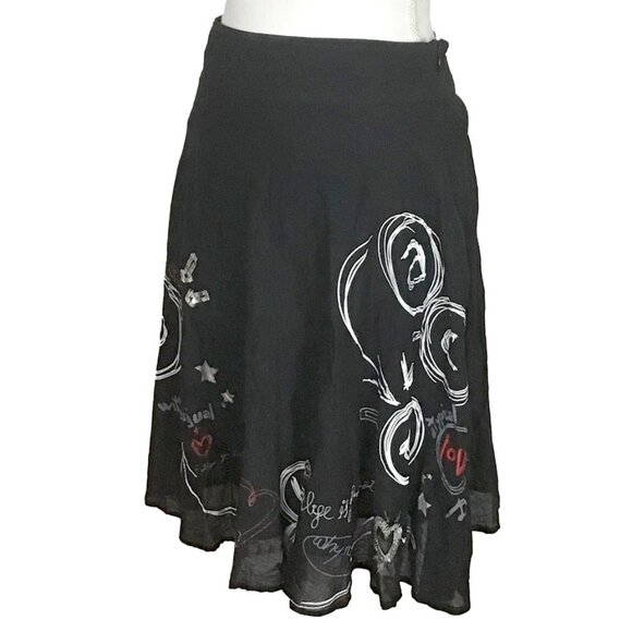 Desigual Black Embroidered Skirt - Picture 2 of 10